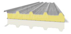 Кровельная сэндвич-панель 200 мм ПИР (PIR) [Г2, 2 вида профиля, стальная облицовка]
